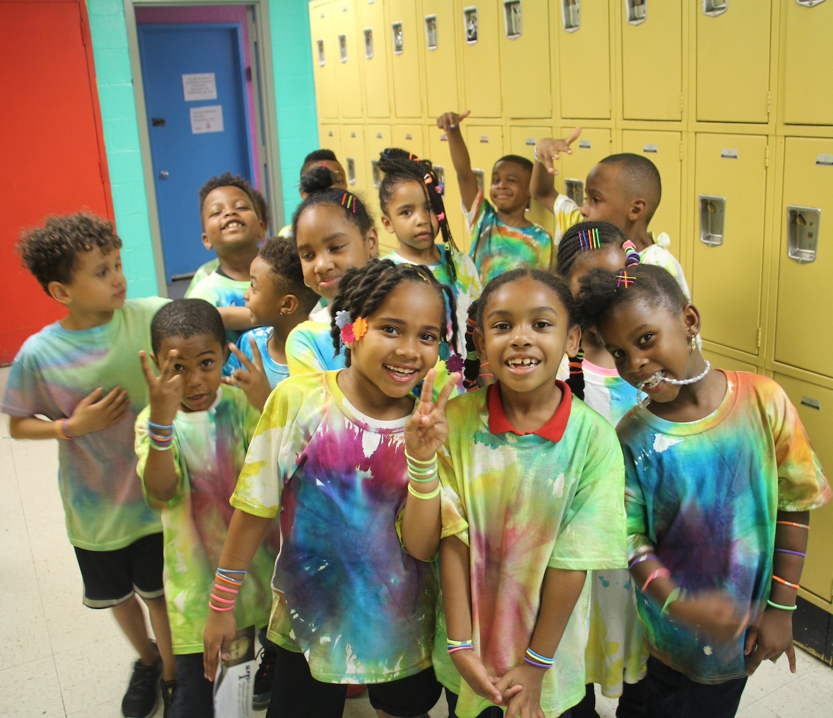 Students by locker