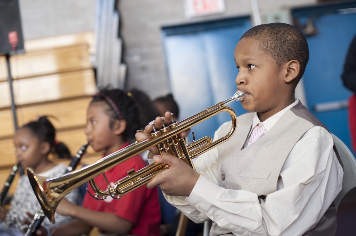 Student playing the trumpet