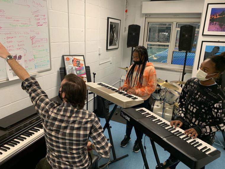 Students learning piano